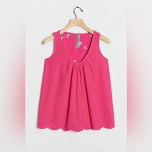 Anthropologie Liz Scoop Neck Tank Floral Lace Back Size Large